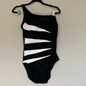 Classic Black and White One Should Swimsuit Size 14